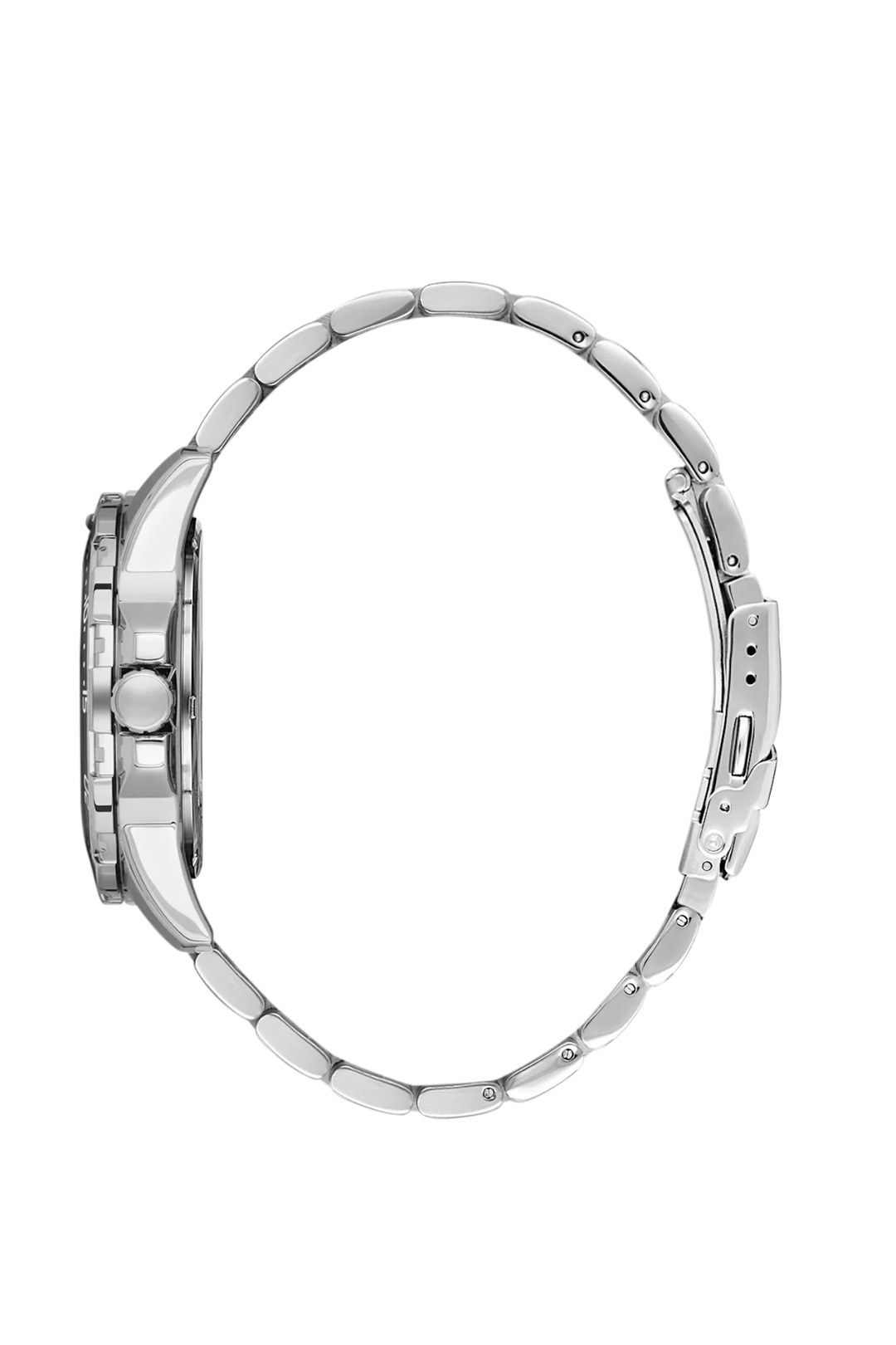 Silver Case & Black Top Ring Stainless Steel Bracelet Watch - Silver