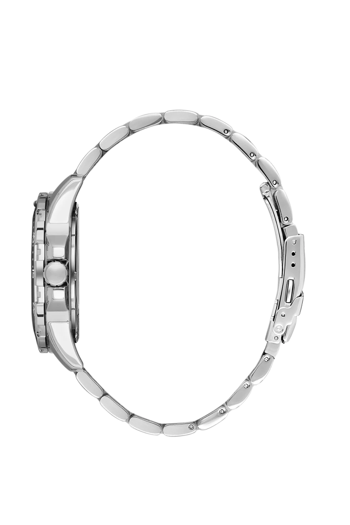 Silver Case & Black Top Ring Stainless Steel Bracelet Watch - Silver