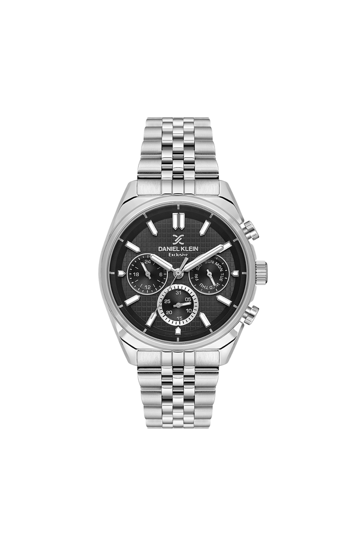 Silver Case & Black Top Ring Stainless Steel Bracelet Watch - Silver