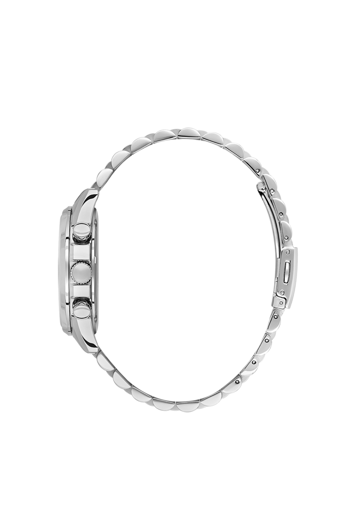 Silver Case & Black Top Ring Stainless Steel Bracelet Watch - Silver