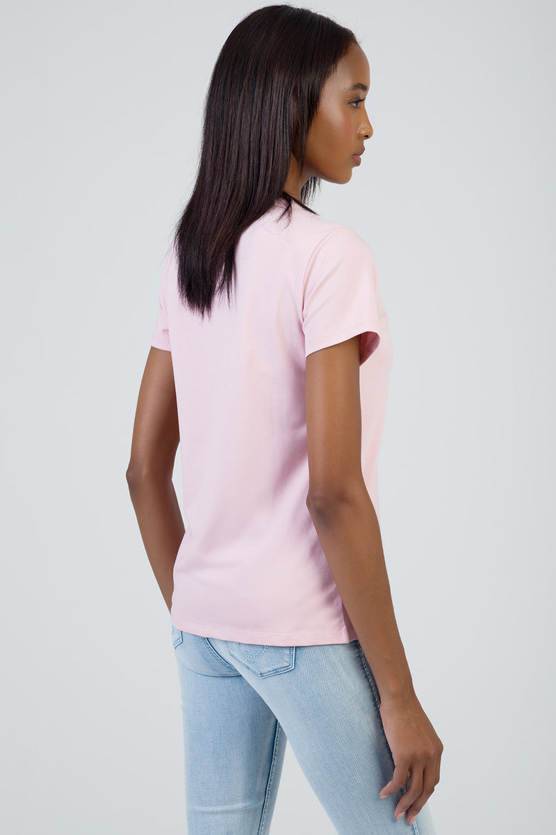 Glow On: Regualr T-Shirt With Raised Bling Logo - Pink