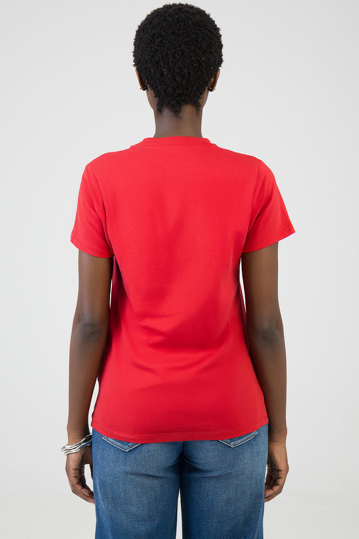 Chase It: Regular T-Shirt With Bling Logo - Red