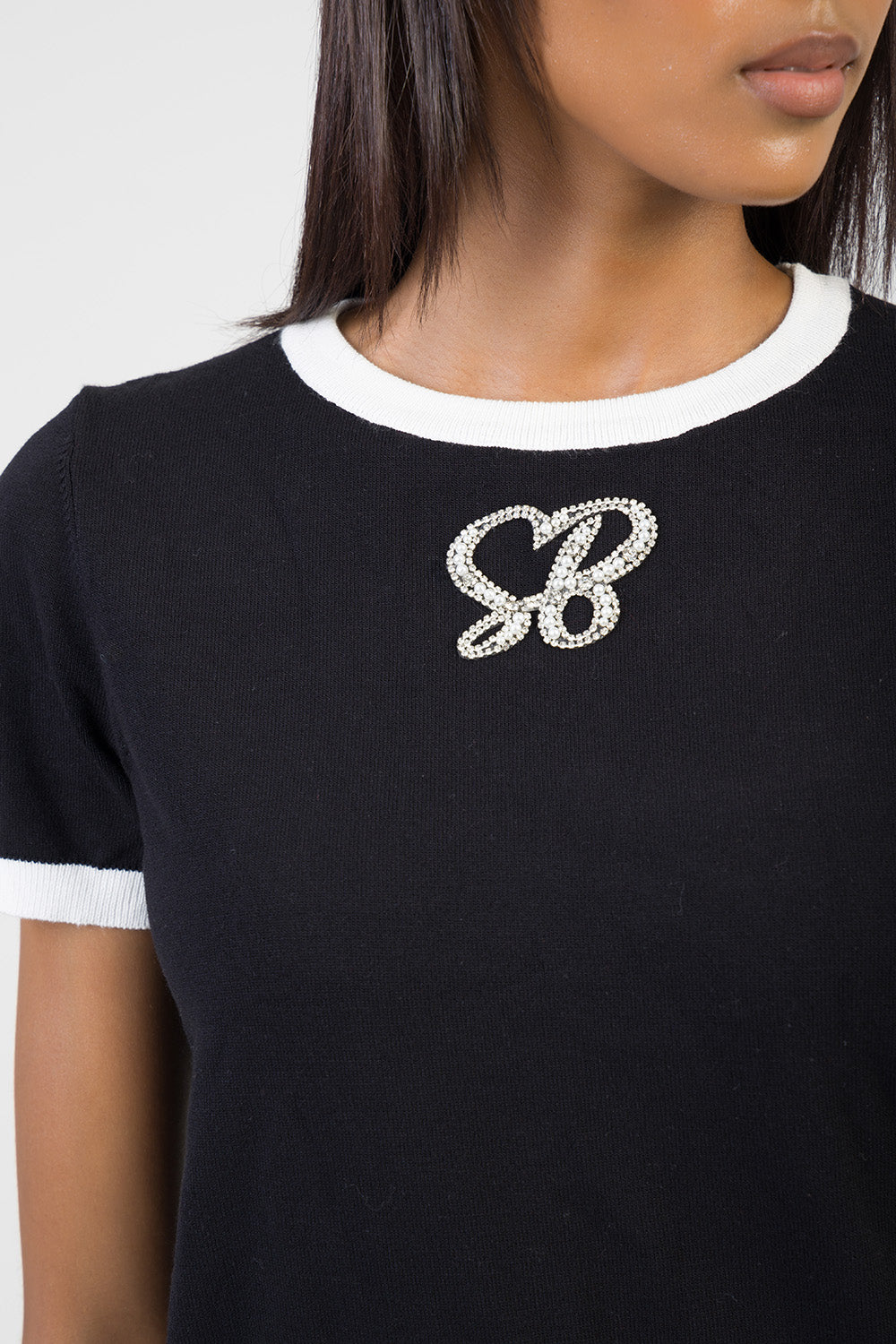 New Obsession Short Sleeve Knitwear Bling Top - Black
