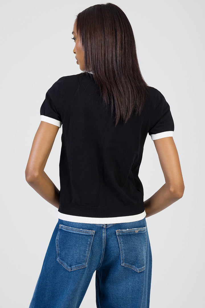 New Obsession Short Sleeve Knitwear Bling Top - Black