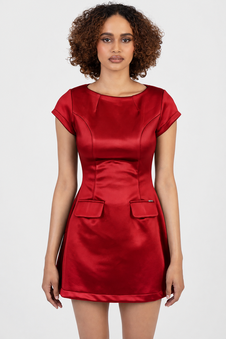 One Time Thing Cap Sleeve Mini Dress - Red