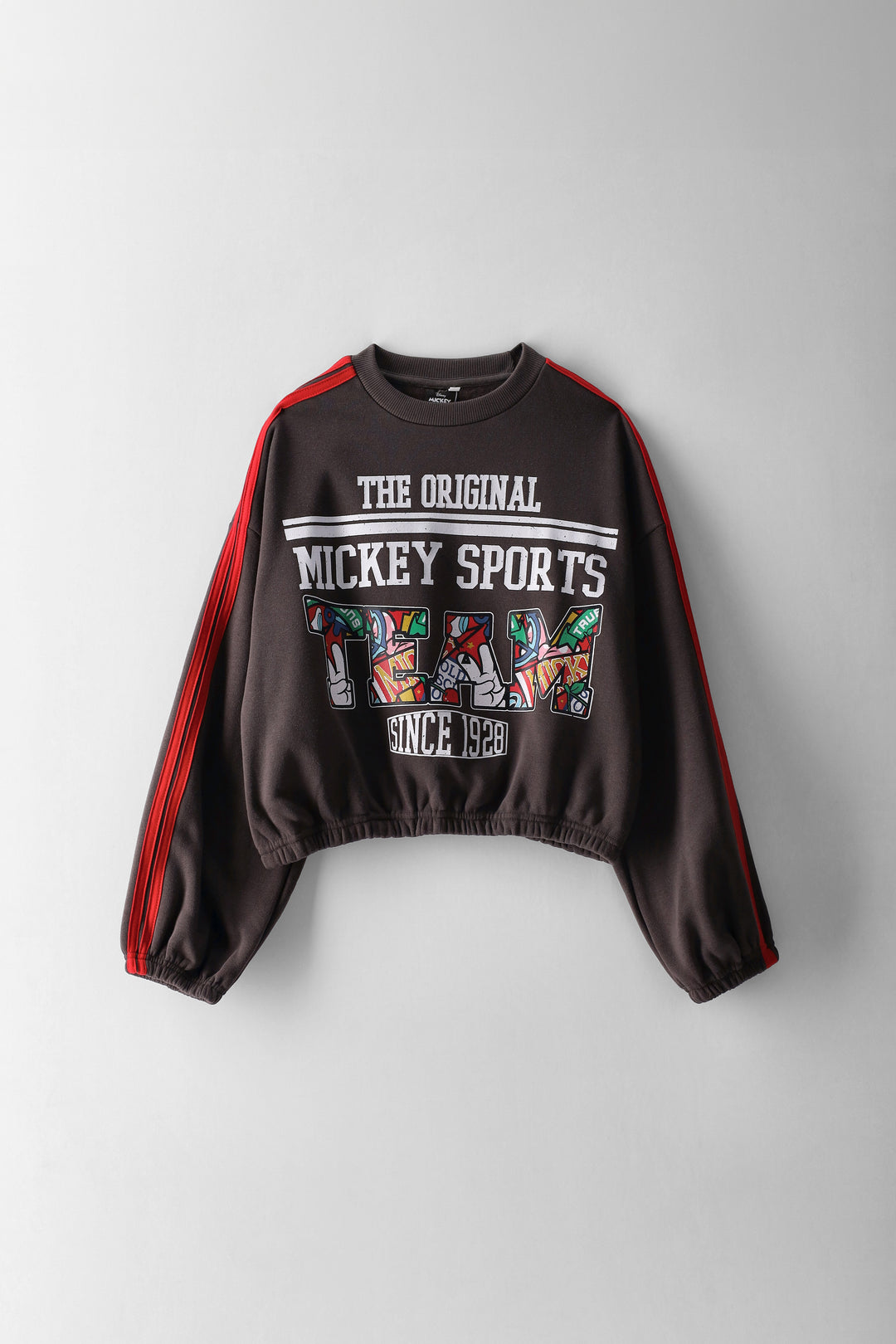 Girls Mickey 28 Sports Stripe Tracktop - Charcoal
