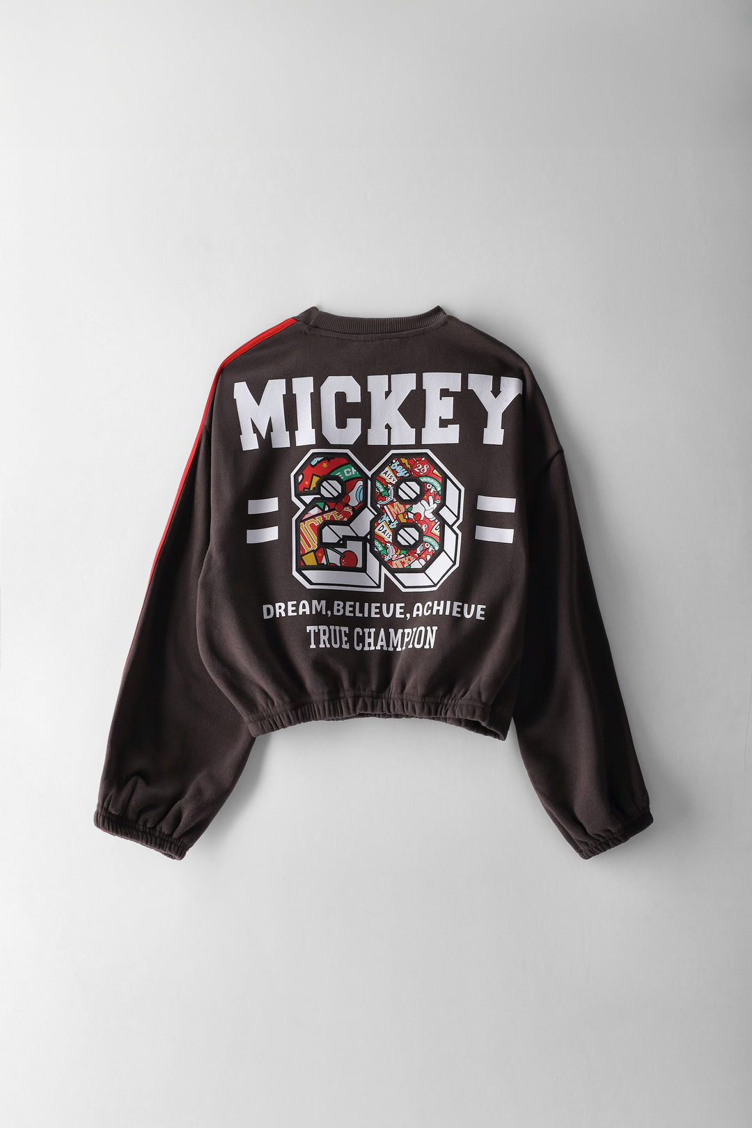 Girls Mickey 28 Sports Stripe Tracktop - Charcoal