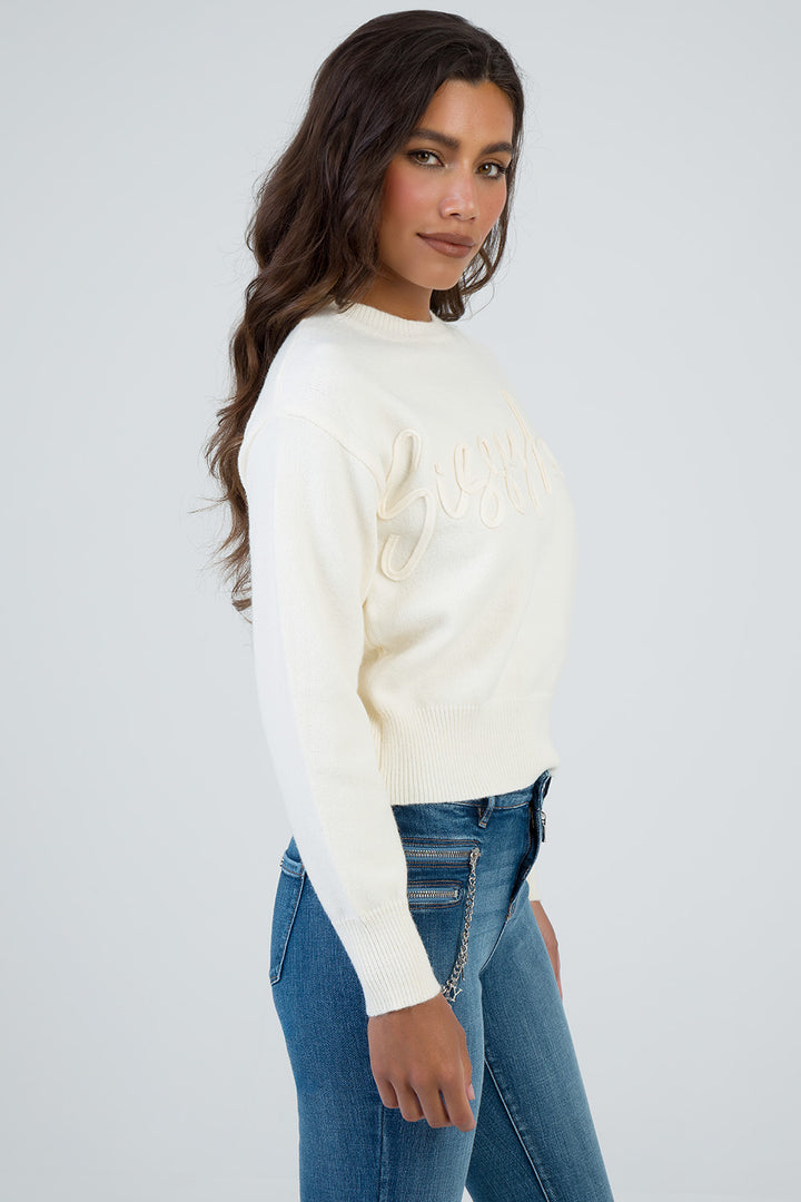 Forever Young Knit Jersey With Tonal Branding - Cream