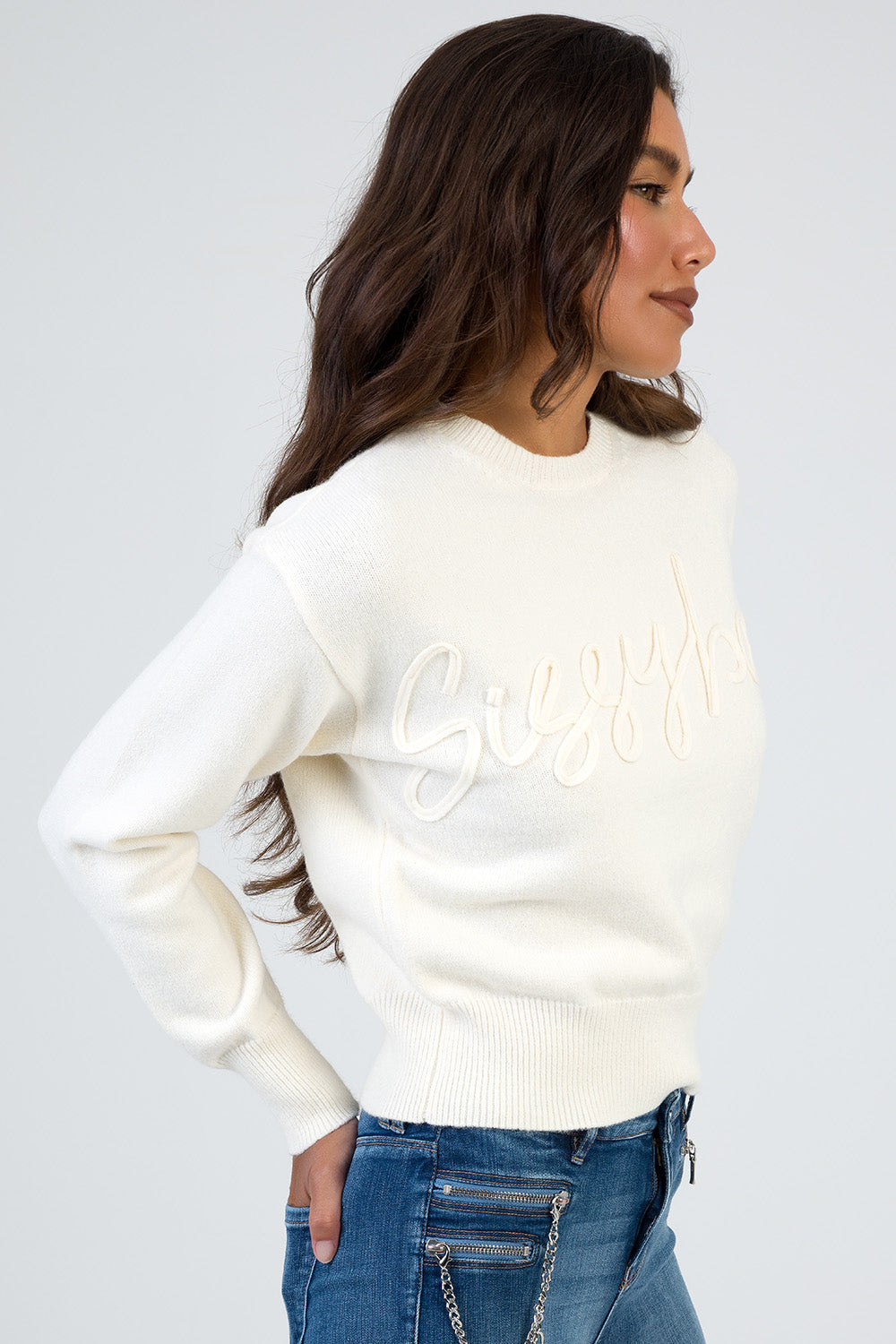 Forever Young Knit Jersey With Tonal Branding - Cream