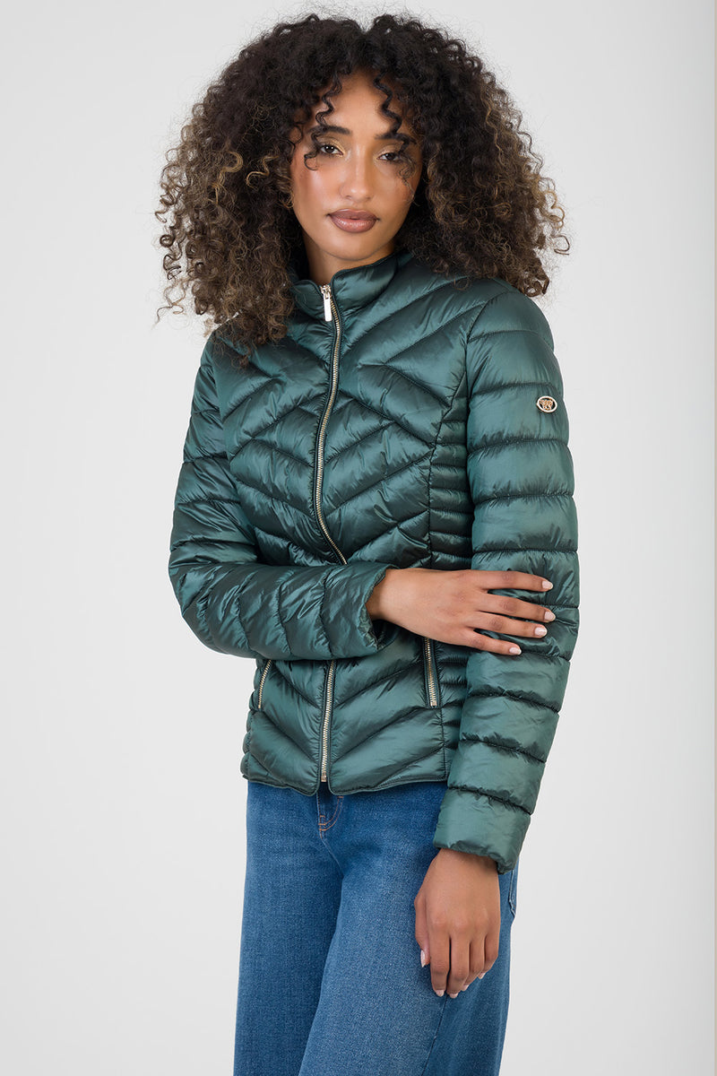 Ravilla Cropped Puffer Jacket - Green