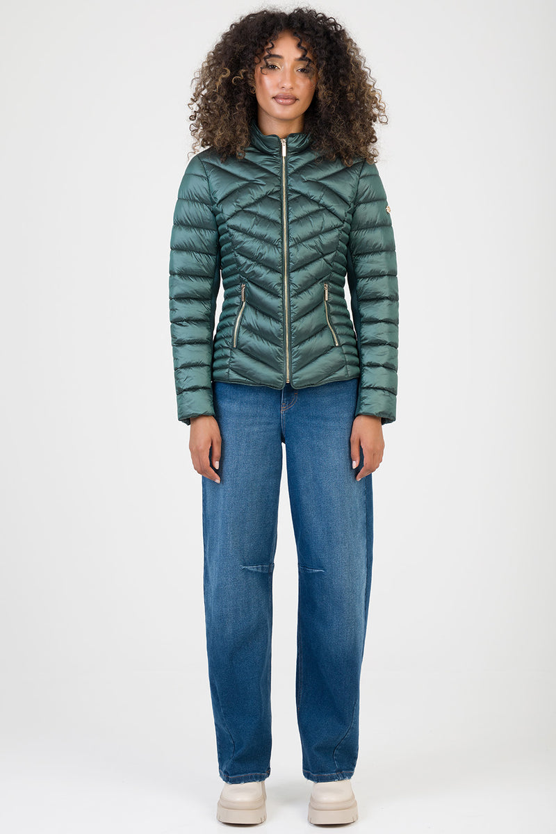 Ravilla Cropped Puffer Jacket - Green