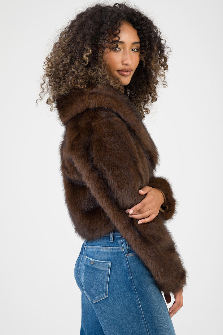 Needing Me Faux Fur Cropped Jacket - Brown