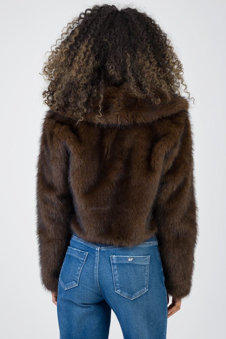 Needing Me Faux Fur Cropped Jacket - Brown