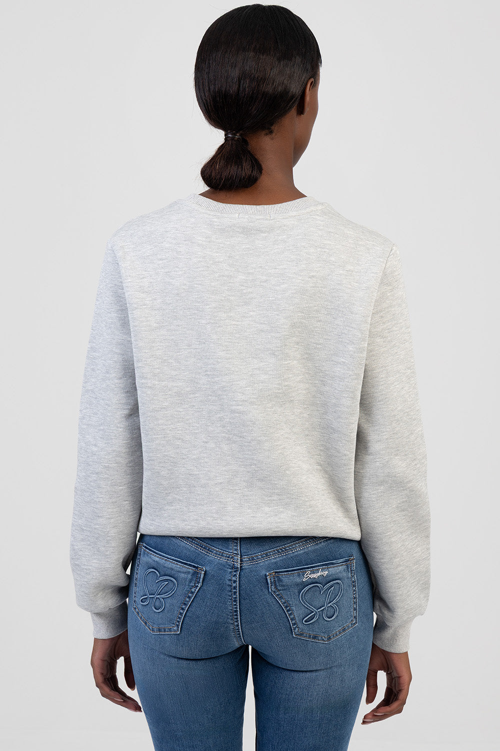 Notice Me Logo Sweat Top With Bling Branding - Grey Melange