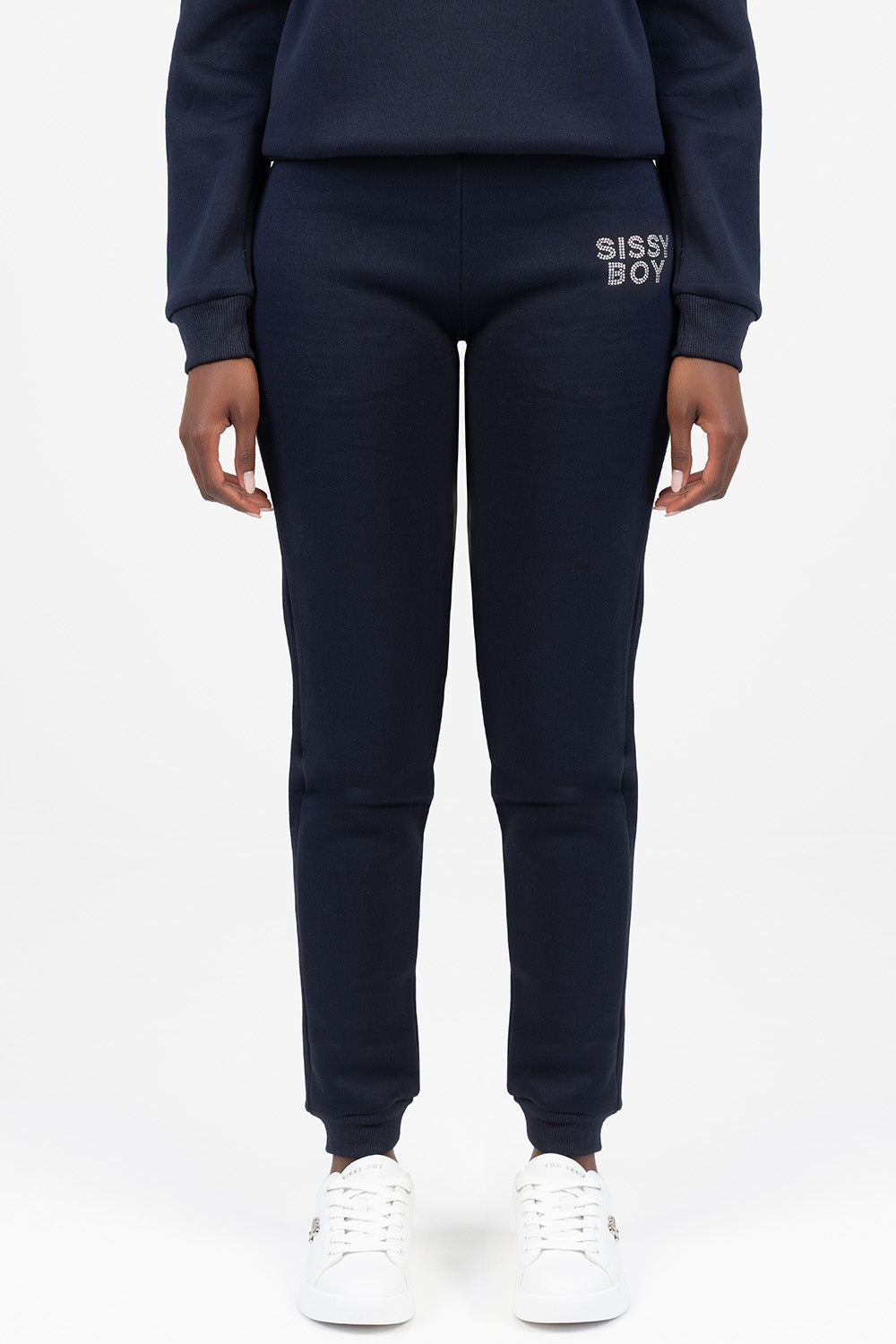 Hard To Forget Bling Detail Athleisure Tracksuit Pants - Navy