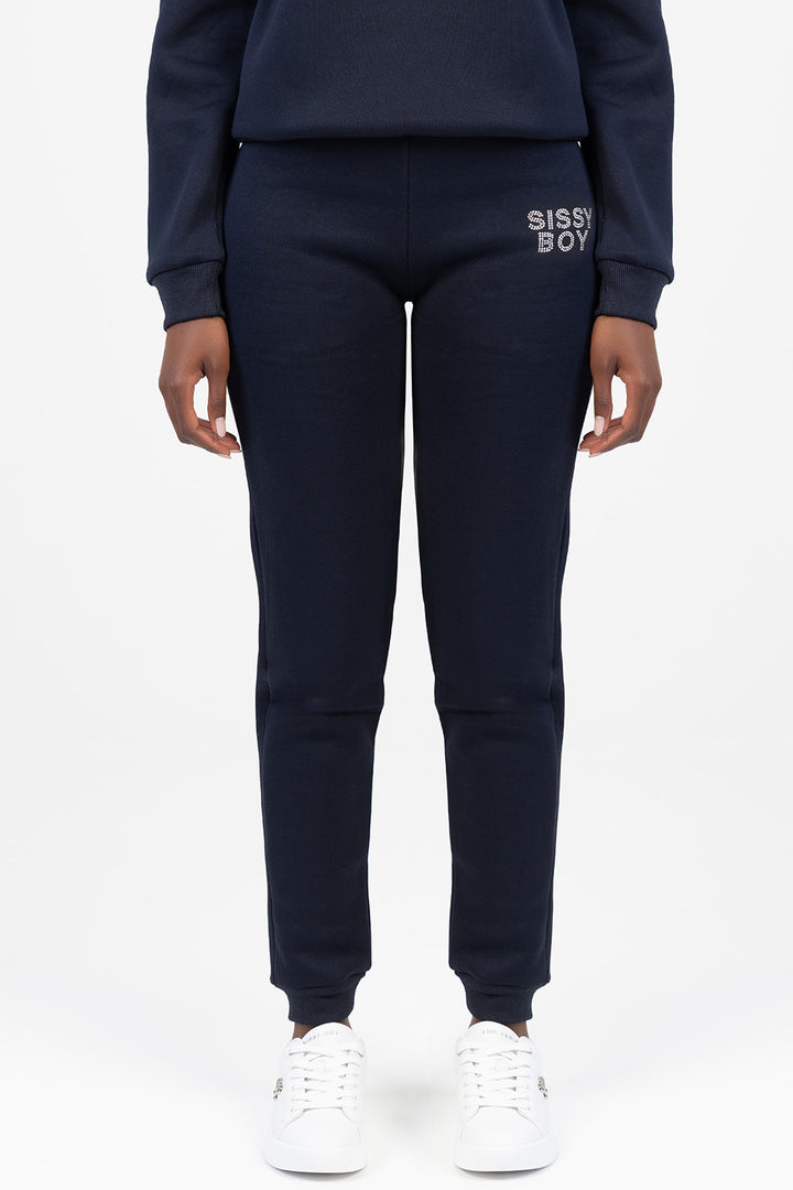 Hard To Forget Bling Detail Athleisure Tracksuit Pants - Navy