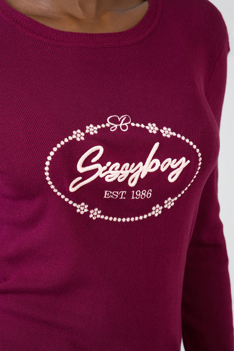 Miss Me Long Sleeve Knit Top - Burgundy