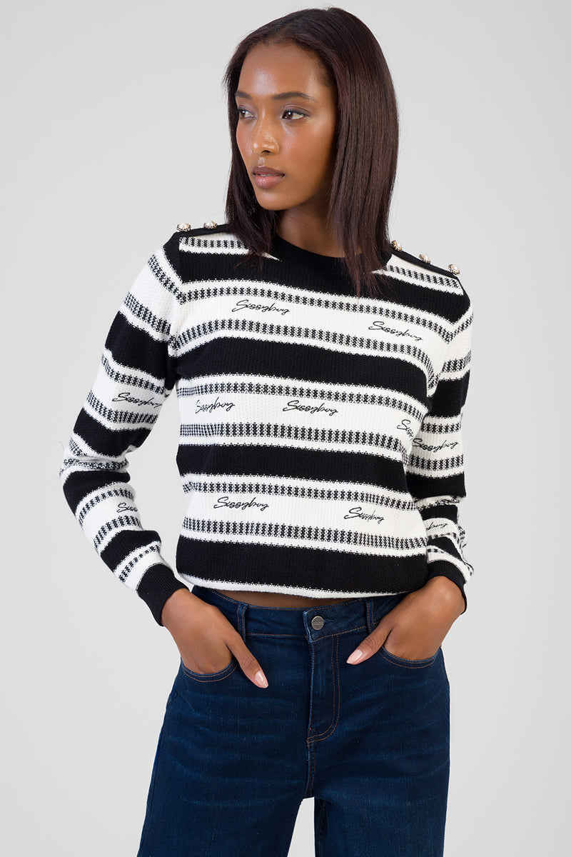 Miss You More Striped Jersey - Black/White