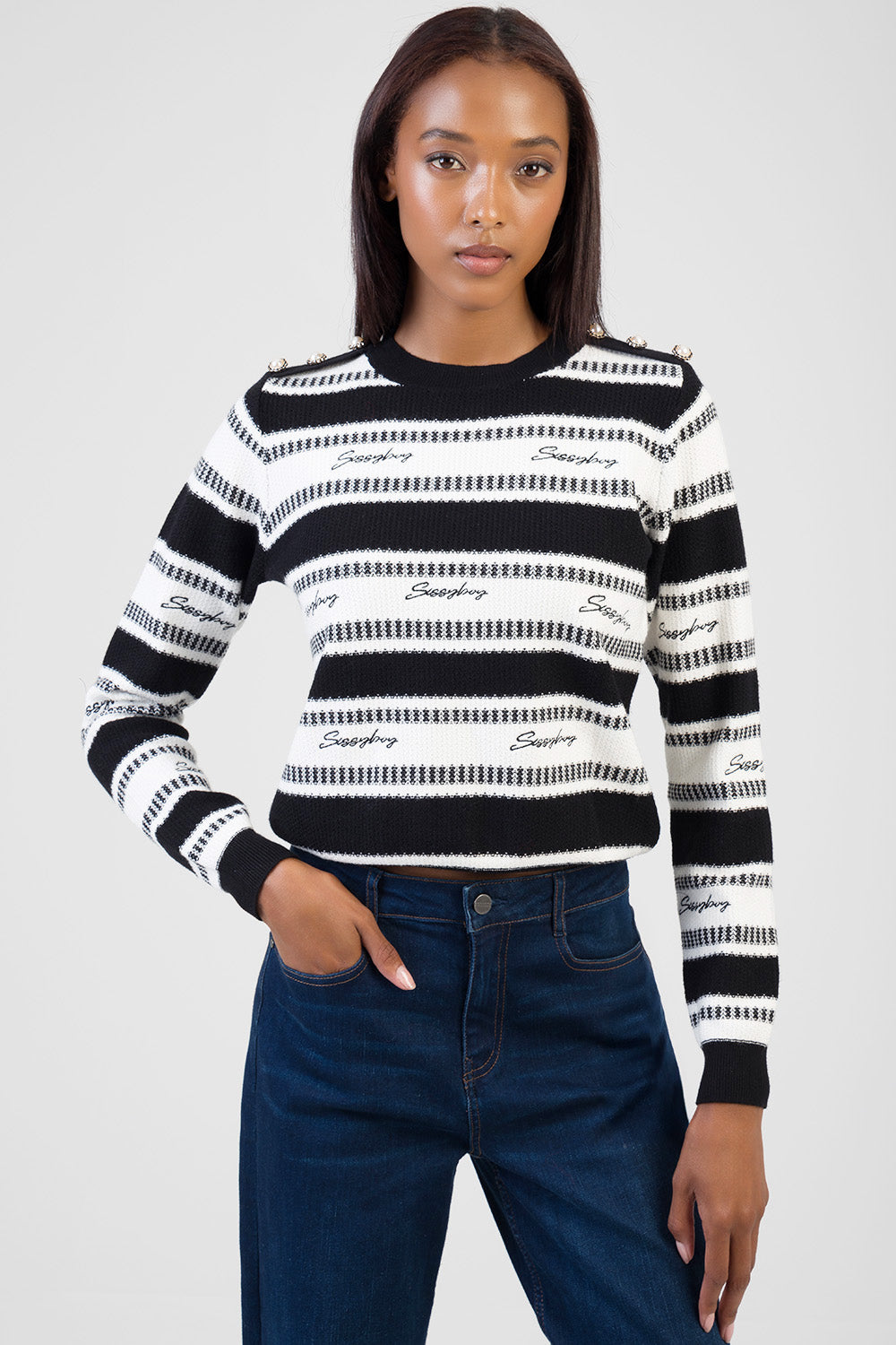 Miss You More Striped Jersey - Black/White