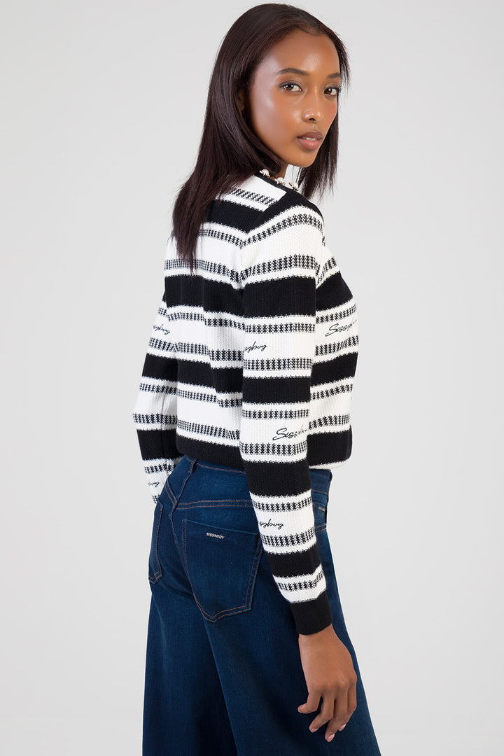 Miss You More Striped Jersey - Black/White