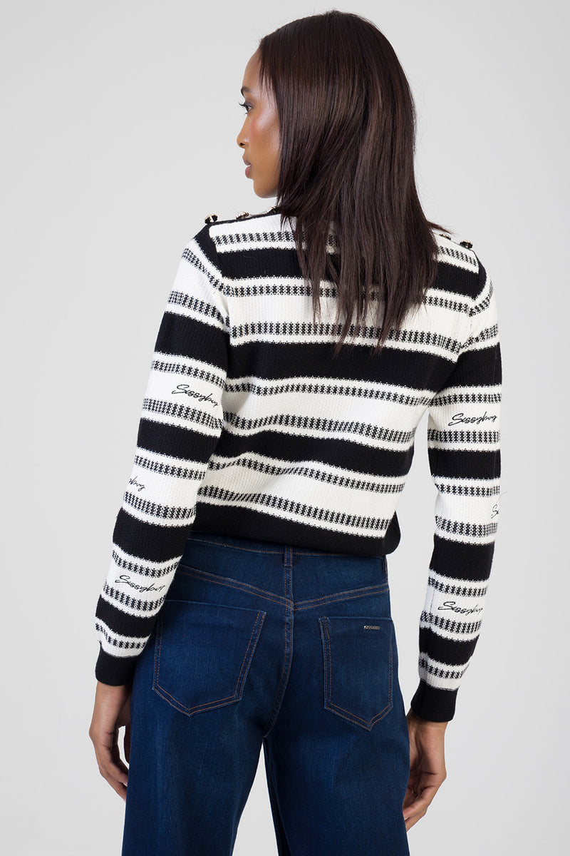 Miss You More Striped Jersey - Black/White