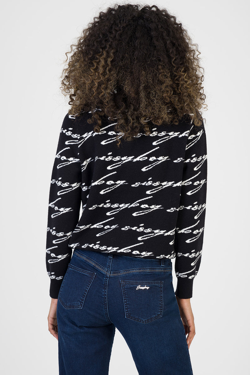 See Me Allover Print Knit Jersey - Black/White