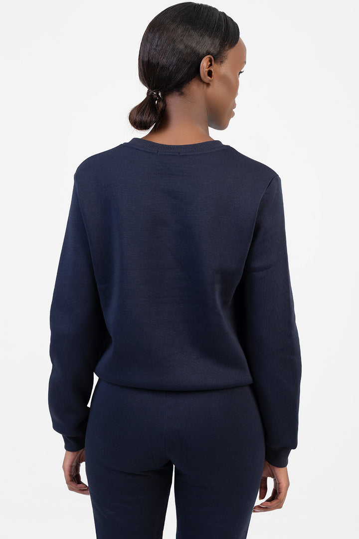 Hard To Forget Bling Detail Logo Sweat Top - Navy