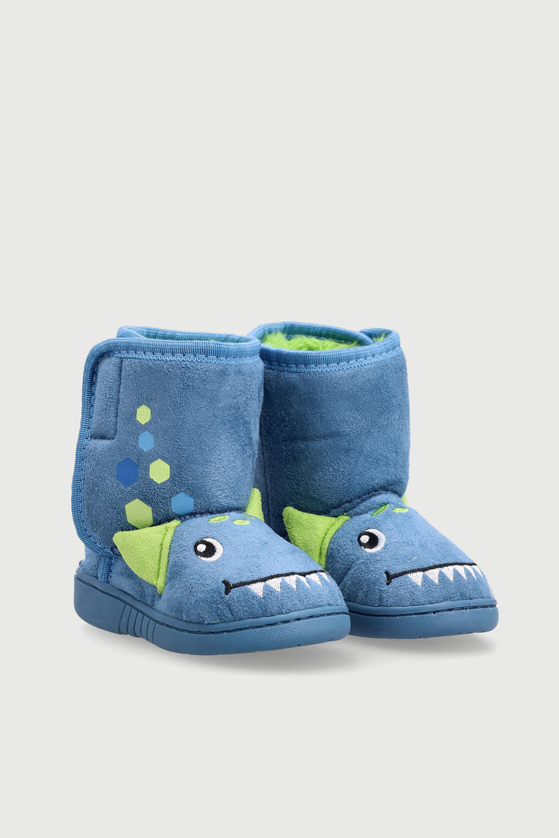 Pre-Boys Dino Slipper Boot - Blue