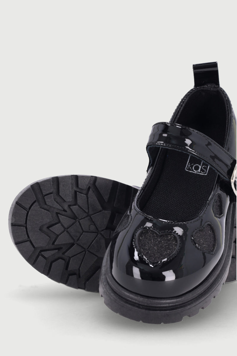 Pre-Girls Heart Maryjane Shoe - Black