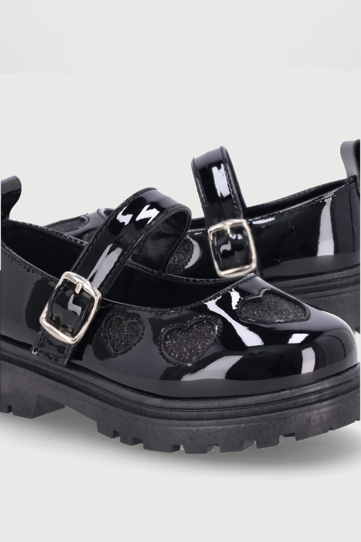 Pre-Girls Heart Maryjane Shoe - Black