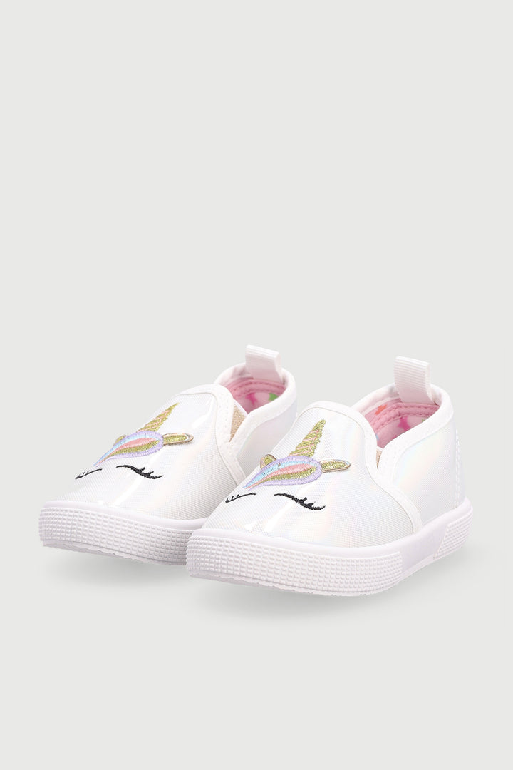Baby Girls Unicorn Slip On Sneaker - White