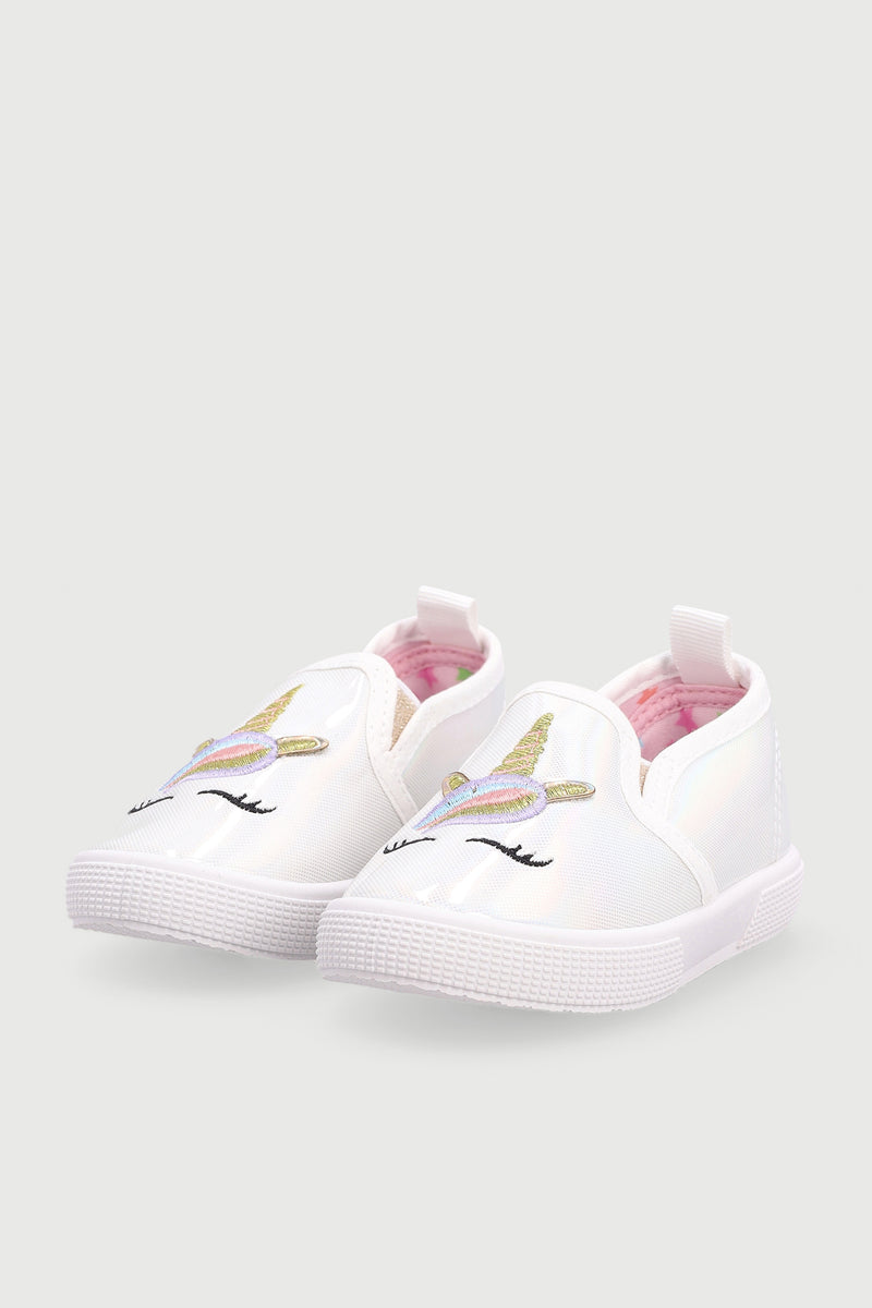 Baby Girls Unicorn Slip On Sneaker - White