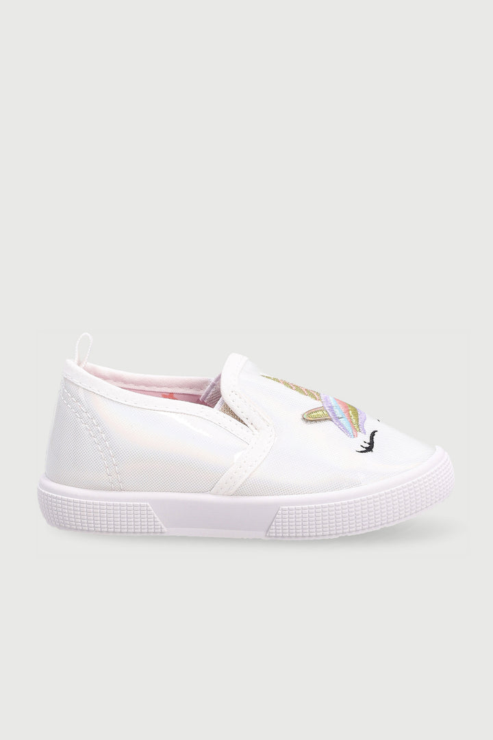 Baby Girls Unicorn Slip On Sneaker - White