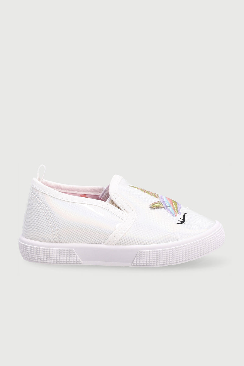 Baby Girls Unicorn Slip On Sneaker - White