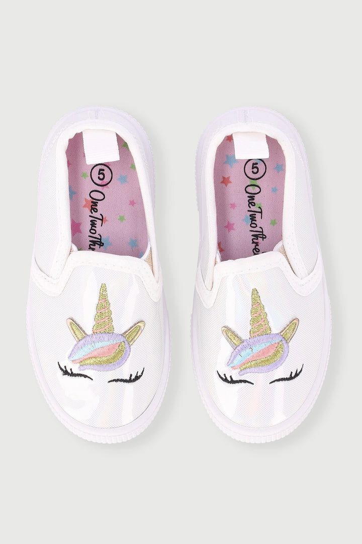 Baby Girls Unicorn Slip On Sneaker - White