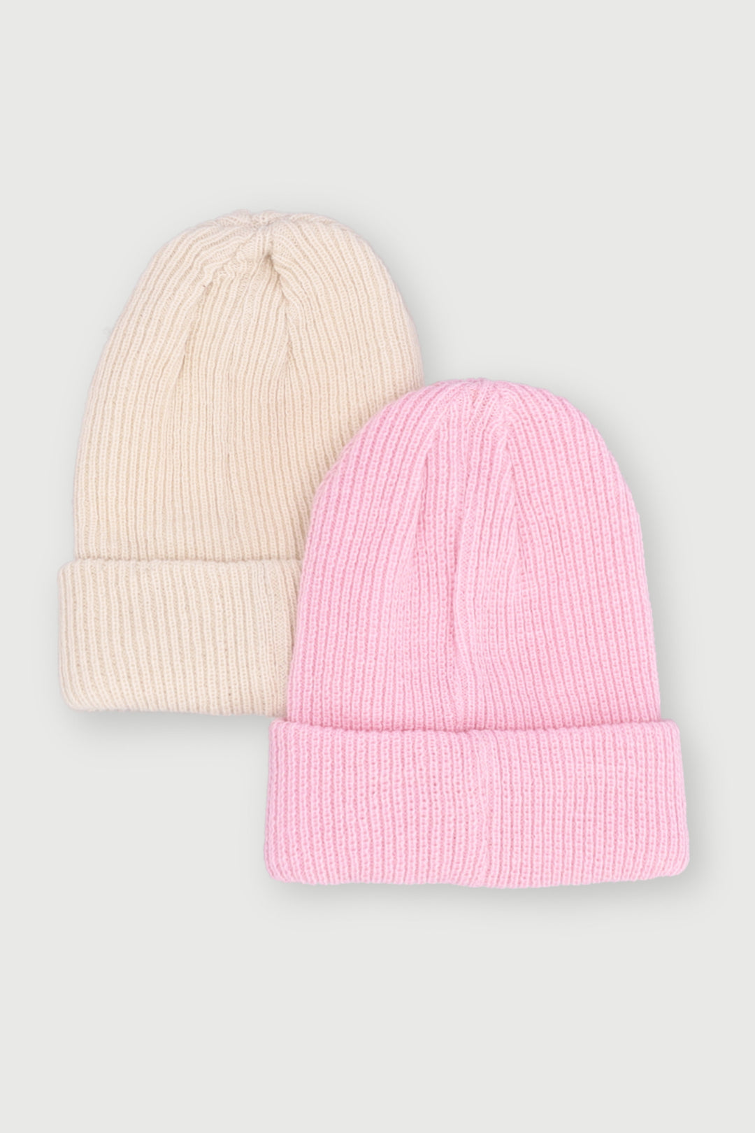 Baby Girls 2 Pack Letter Embroidery Beanie - Pink