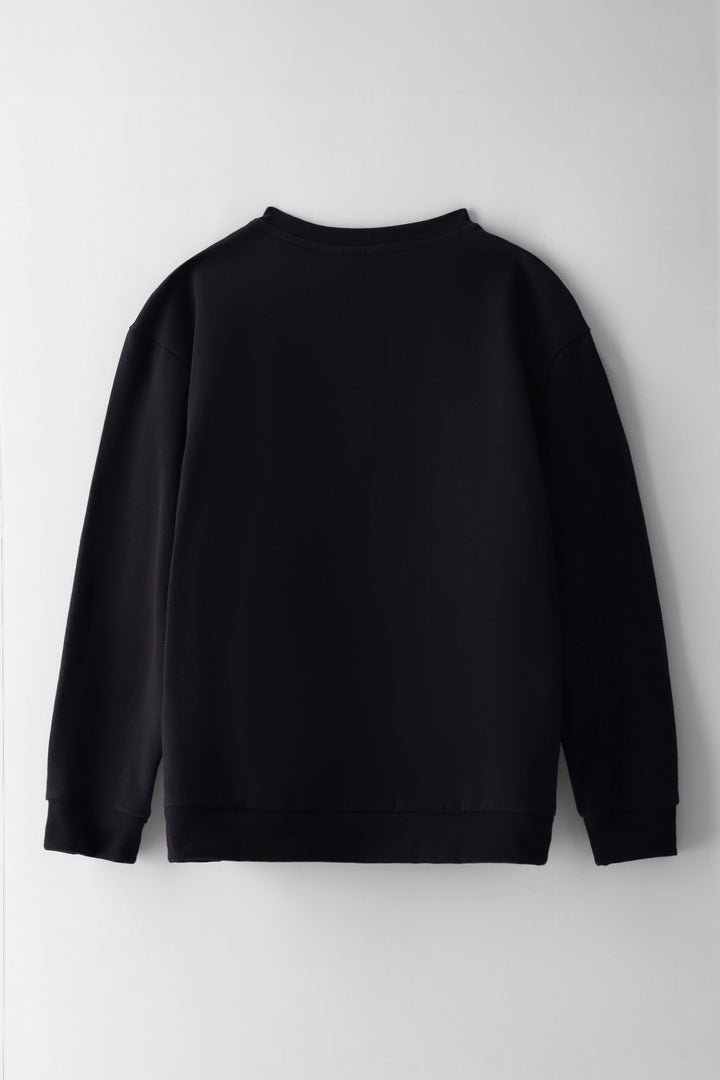 Boys Nyc Crew Teddy Print Fleece Top - Black
