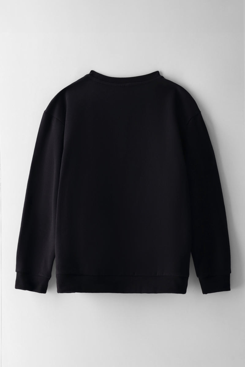 Boys Nyc Crew Teddy Print Fleece Top - Black