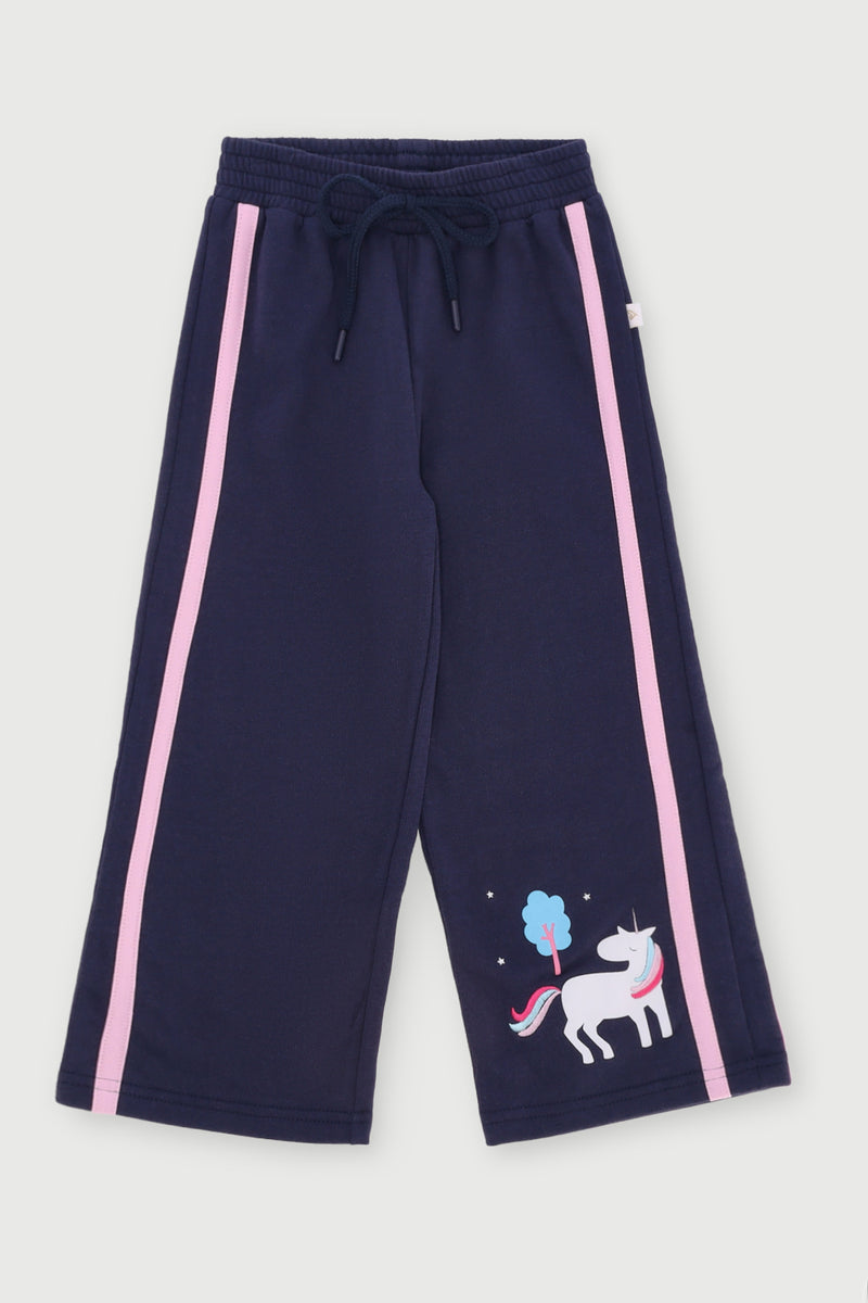 Pre-Girls Always Unicorn Wide Leg Pant - Navy