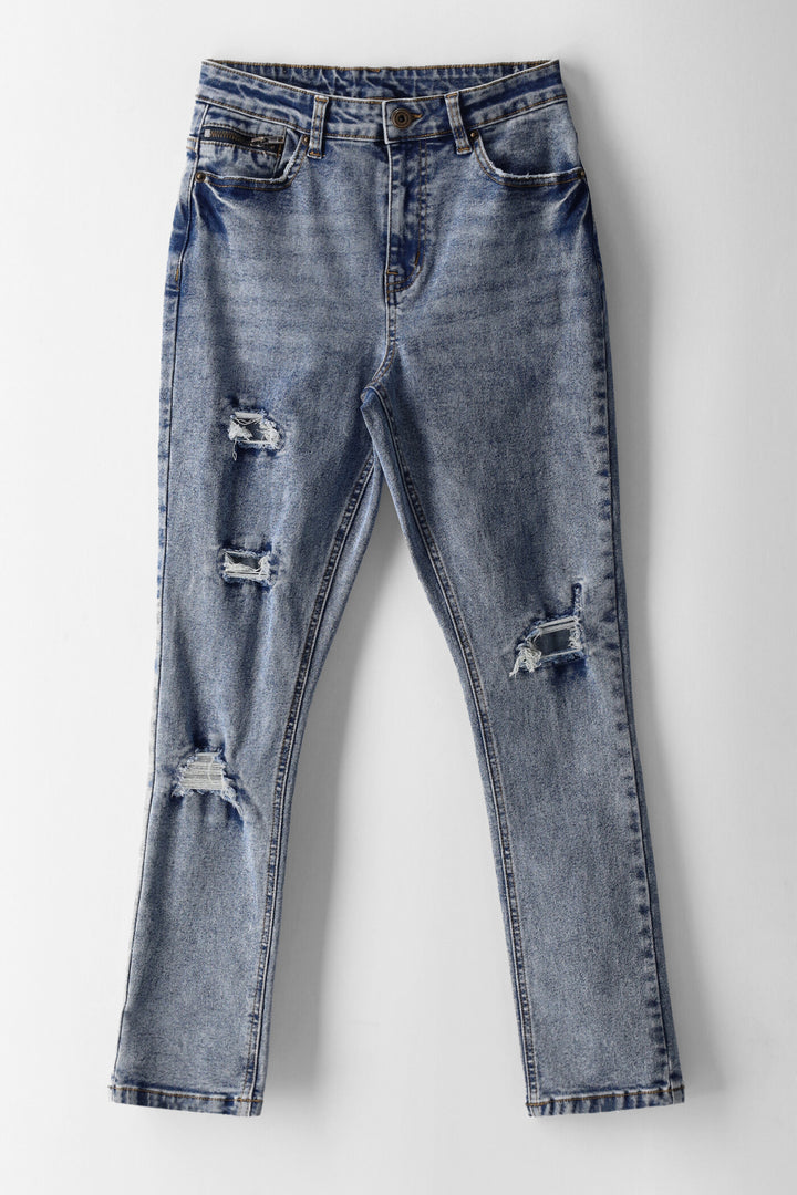Boys Ripped Slim Jean - Acid Wash
