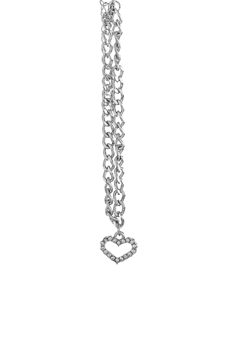 36Mm Clear Stones Watch + Love Bracelet Set - Silver