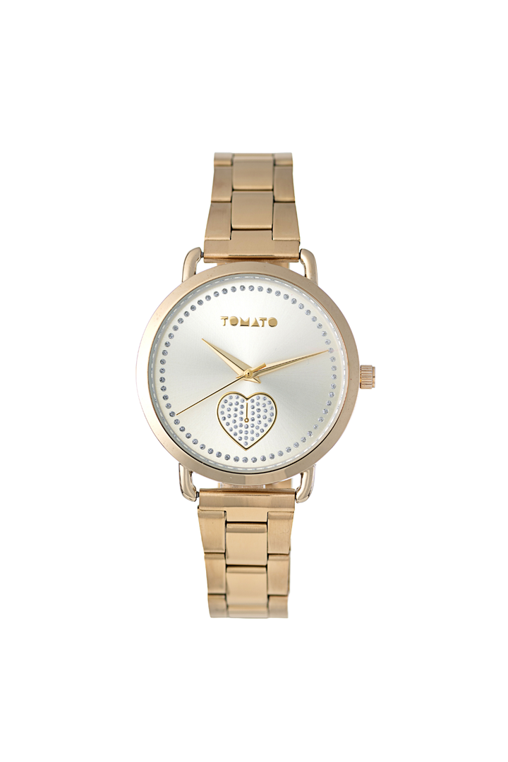 36Mm Clear Stones Watch + Love Bracelet - Champagne
