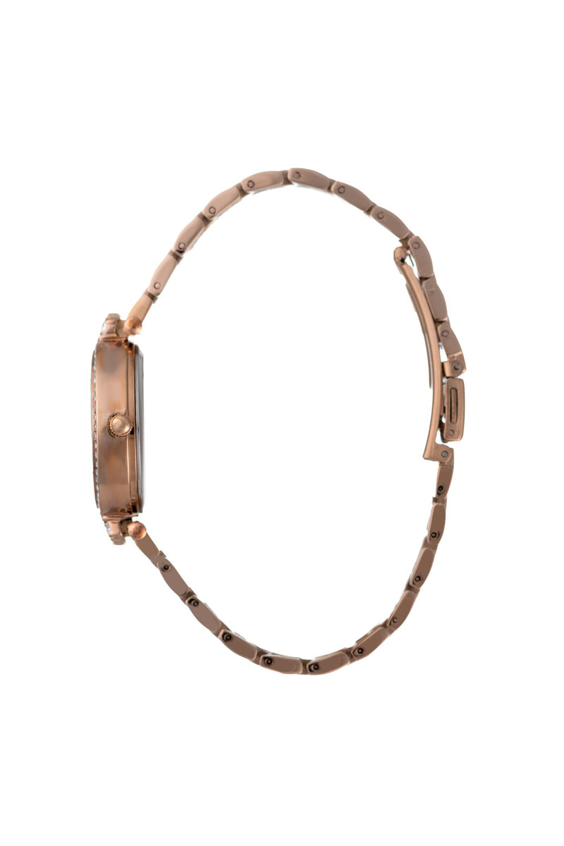 30mm Stone Case Metal Band Watch - Rose Gold