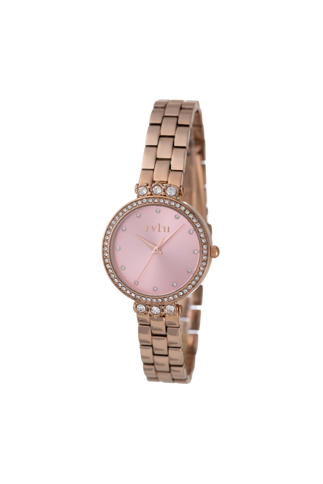 30mm Stone Case Metal Band Watch - Rose Gold