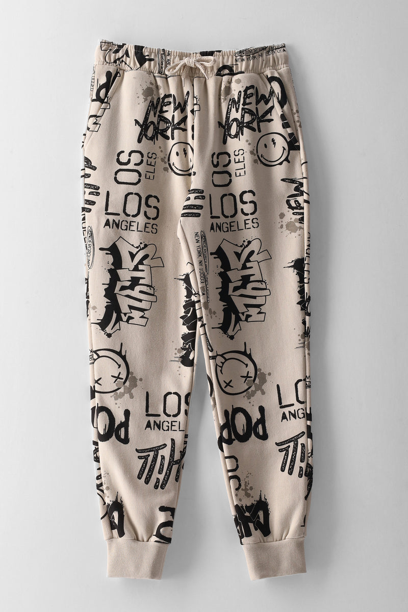 Boys Nyc Grafitti Print Jogger - Stone