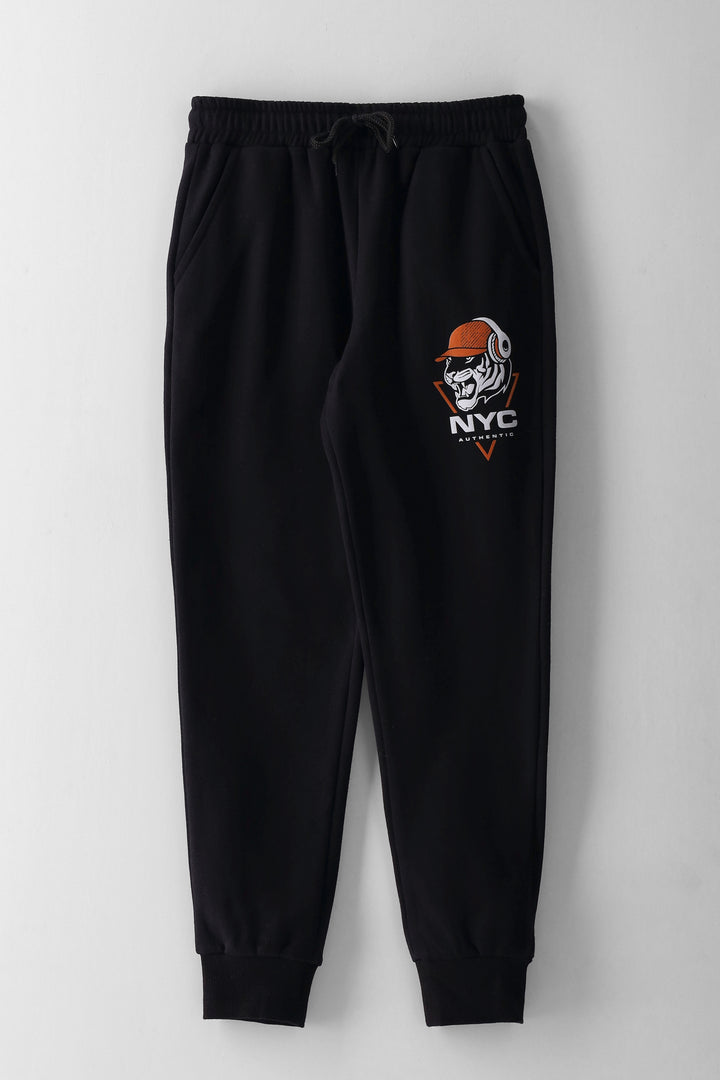 Boys Street Print Jogger - Black