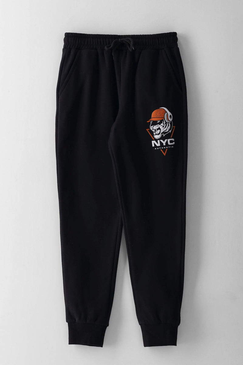 Boys Street Print Jogger - Black