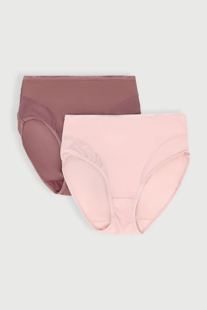 2 Pack Matte & Sheer Panties - Beige/Mochachino