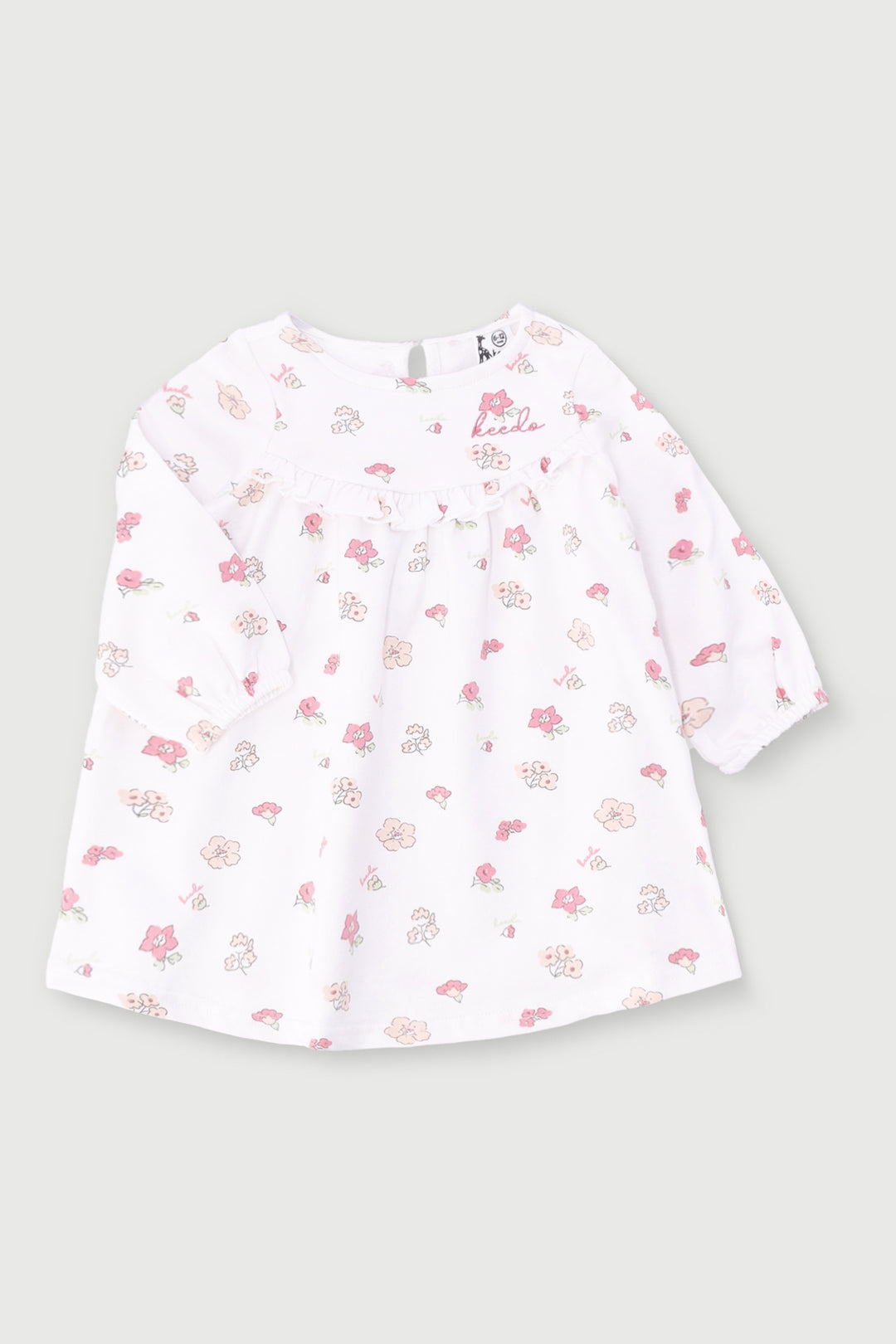 Keedo Baby Girls Floral Fleece Dress - Cream