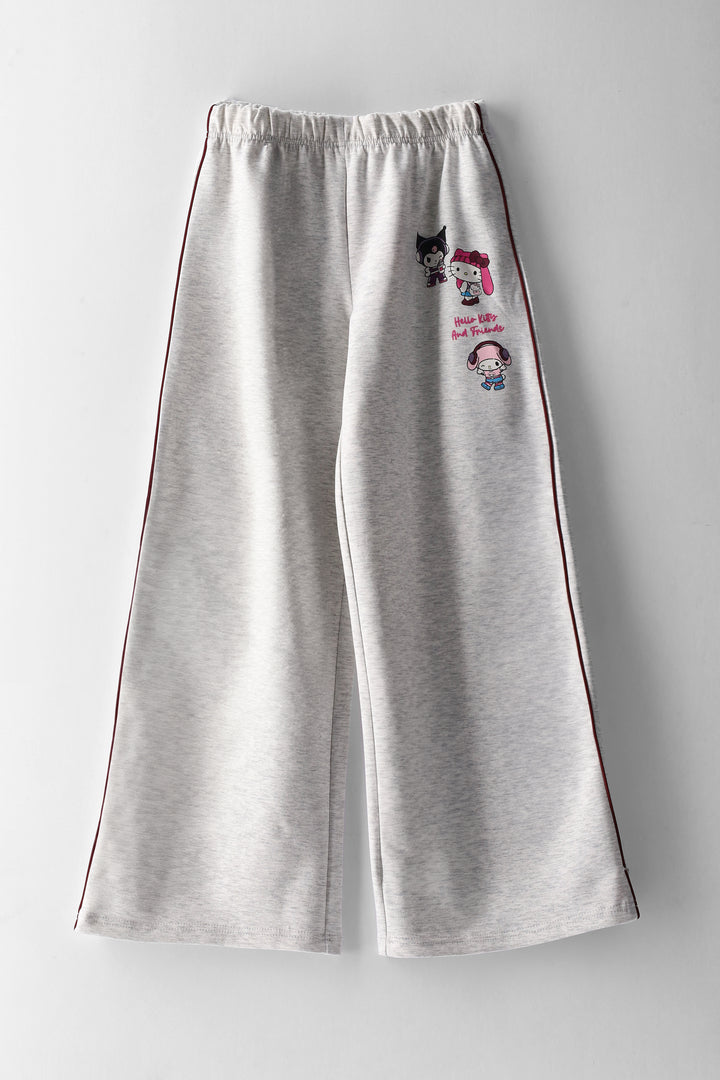 Girls Hello Kitty & Friends Wide Leg Track Pant - Ice Grey